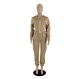 Winter Zip Up Hooded Coat Cargo Pants Tracksuits YB-60185