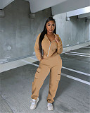 Winter Zip Up Hooded Coat Cargo Pants Tracksuits YB-60185
