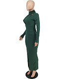 Turtleneck Halter Crop Top Long Sleeve Dress Set ZAND-31263