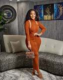 Turtleneck Halter Crop Top Long Sleeve Dress Set ZAND-31263