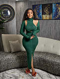 Turtleneck Halter Crop Top Long Sleeve Dress Set ZAND-31263