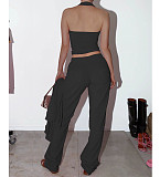 Solid Tank Crop Top Jackets Leggings 3 Piece Jogger Sets NM-8532