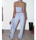 Solid Tank Crop Top Jackets Leggings 3 Piece Jogger Sets NM-8532