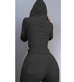 Solid Tank Crop Top Jackets Leggings 3 Piece Jogger Sets NM-8532