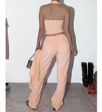 Solid Tank Crop Top Jackets Leggings 3 Piece Jogger Sets NM-8532