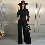 Ladies Solid Long Sleeve Top Wide Leg Pants Outfits FSX-368