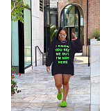 Casual Letter Print Long Sleeve T Shirt Mini Dresses ASL-6621