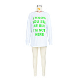 Casual Letter Print Long Sleeve T Shirt Mini Dresses ASL-6621