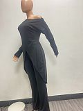 Loose Irregular Long Sleeve Tops Full Pants 2pc Sets NIYA-8125