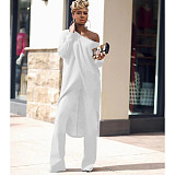 Loose Irregular Long Sleeve Tops Full Pants 2pc Sets NIYA-8125