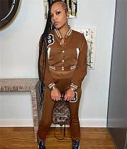 Single-breasted Baseball Jacket Skinny Pants 2 Piece Set OYF-8311