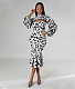 Leopard Print Lantern Sleeve Crop Top Strapless Dress Sets YF-10344