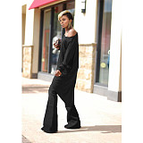 Loose Irregular Long Sleeve Tops Full Pants 2pc Sets NIYA-8125