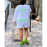Casual Letter Print Long Sleeve T Shirt Mini Dresses ASL-6621