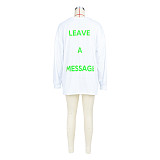 Casual Letter Print Long Sleeve T Shirt Mini Dresses ASL-6621