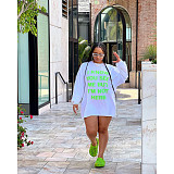 Casual Letter Print Long Sleeve T Shirt Mini Dresses ASL-6621