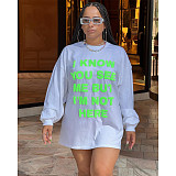 Casual Letter Print Long Sleeve T Shirt Mini Dresses ASL-6621