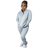 Casual Zipper Stand Collar Sweatshirt Pants Suits NIYA-8126