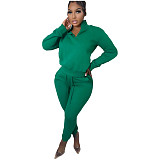 Casual Zipper Stand Collar Sweatshirt Pants Suits NIYA-8126