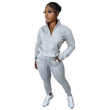 Casual Zipper Stand Collar Sweatshirt Pants Suits NIYA-8126