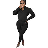 Casual Zipper Stand Collar Sweatshirt Pants Suits NIYA-8126