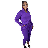 Casual Zipper Stand Collar Sweatshirt Pants Suits NIYA-8126
