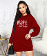 Casual Letter Print Loose Hooded Pullover Dresses JLY-19479