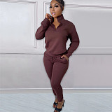 Casual Zipper Stand Collar Sweatshirt Pants Suits NIYA-8126