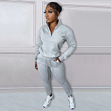 Casual Zipper Stand Collar Sweatshirt Pants Suits NIYA-8126