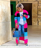Color Block Striped Loose Sweater Cardigan Coat NY-086
