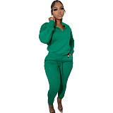 Casual Zipper Stand Collar Sweatshirt Pants Suits NIYA-8126