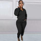 Casual Zipper Stand Collar Sweatshirt Pants Suits NIYA-8126