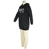 Casual Letter Print Loose Hooded Pullover Dresses JLY-19479