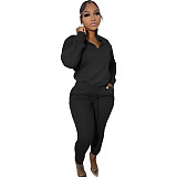 Casual Zipper Stand Collar Sweatshirt Pants Suits NIYA-8126