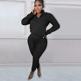 Casual Zipper Stand Collar Sweatshirt Pants Suits NIYA-8126