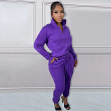 Casual Zipper Stand Collar Sweatshirt Pants Suits NIYA-8126