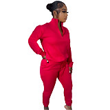 Casual Zipper Stand Collar Sweatshirt Pants Suits NIYA-8126