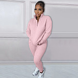 Casual Zipper Stand Collar Sweatshirt Pants Suits NIYA-8126