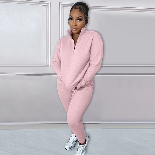 Casual Zipper Stand Collar Sweatshirt Pants Suits NIYA-8126