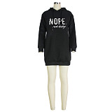 Casual Letter Print Loose Hooded Pullover Dresses JLY-19479