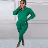 Casual Zipper Stand Collar Sweatshirt Pants Suits NIYA-8126