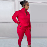 Casual Zipper Stand Collar Sweatshirt Pants Suits NIYA-8126