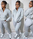 Zipper Stand Collar Pullover Sweatshirt and Pants Set HMS-5561