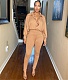 Casual Solid Color Front Zipper One Piece Jumpsuit FNN-8694