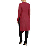 O Neck Solid Split Cross Bandage Knitted Sweaters FSX-75