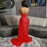 Sexy Strapless Corset High Slit Evening Dresses NY-2612