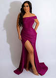 Elegant Slash Neck High Slit Maxi Evening Dresses LSD-83163