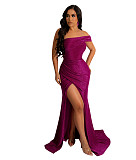 Elegant Slash Neck High Slit Maxi Evening Dresses LSD-83163