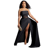 Sexy Strapless Corset High Slit Evening Dresses NY-2612