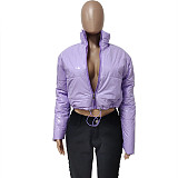 Smooth Leather Stand Collar Cotton-padded Jacket LSD-6501